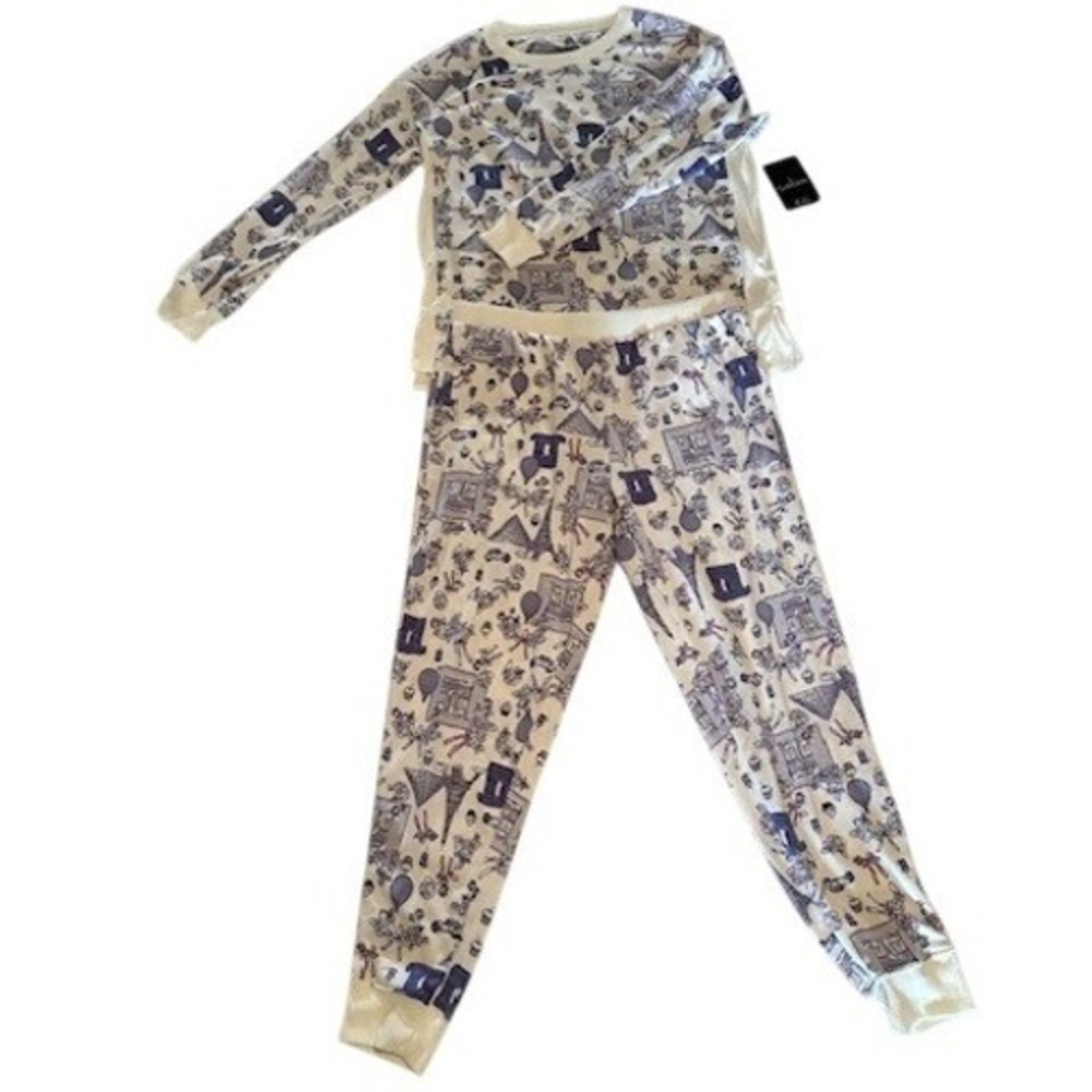Cuddl Duds Womens Paris Toile Pajama Set Purple White Eiffel Tower M NEW